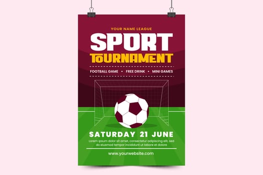 Football tournament, sport event flyer or poster design template easy to customize simple and elegant design vector