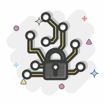 Icon Adversarial Attacks. related to Machine Learning symbol. Comic Style. simple design editable. simple illustration. simple vector icons