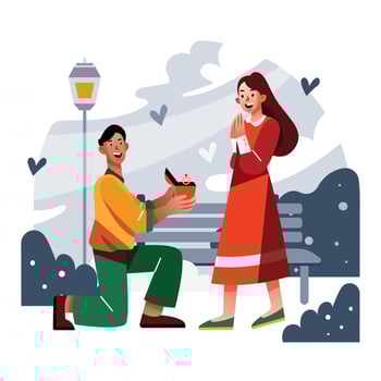 A Man Propose His Girlfriend in the Park vector