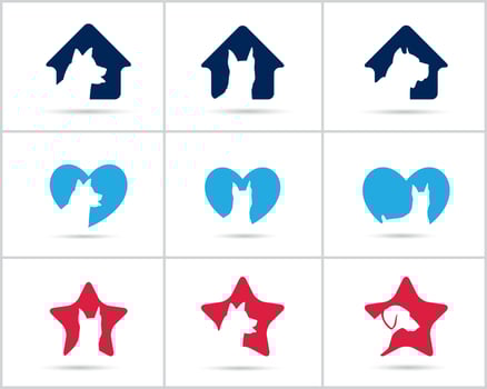 Dog logo design set, pet care center, animal hospital vector icons.