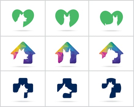Dog logo design set, pet care center, animal hospital vector icons.