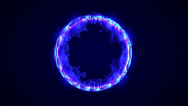circle glowing neon frame with blue light for your text, banner, template, poster, vector illustration