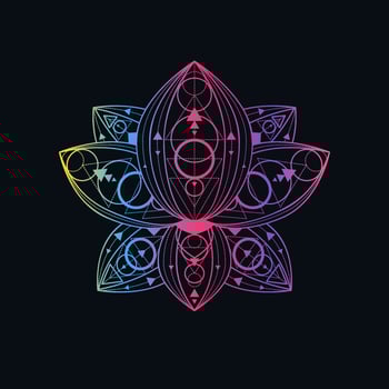 Lotus flower with geometric pattern vector linear illustration