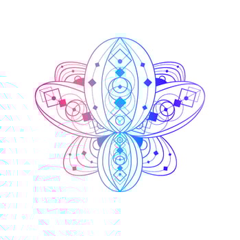 Lotus flower with geometric pattern vector linear illustration