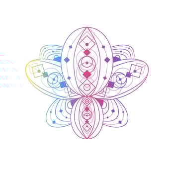 Lotus flower with geometric pattern vector linear illustration