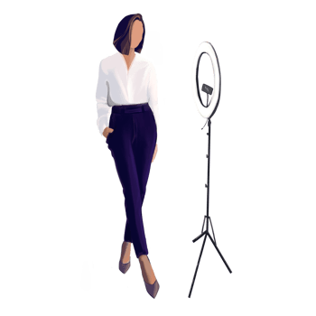 a girl shoots a video blog highlights herself with soft boxing png