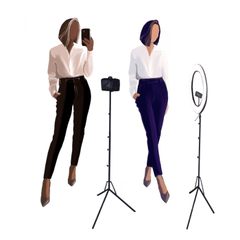a woman journalist takes an interview in the studio, semka video and photo for social networks png