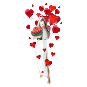 a girl in a wedding dress and with a bouquet of flowers makes a selfie png