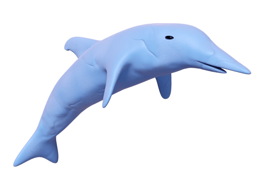 3d blue dolphins jumping from plasticine isolated. dolphin clay toy icon concept, 3d illustration render png