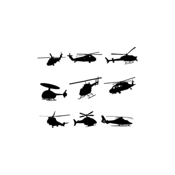 helicopter set illustration design silhouette vector