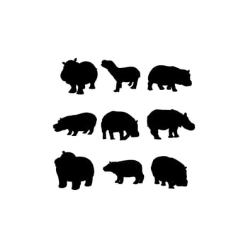 hippo animal set illustration icon design vector