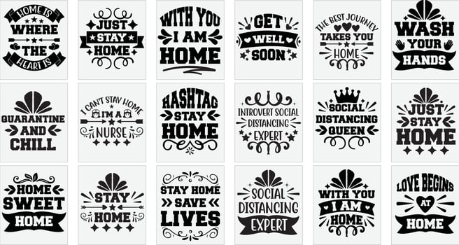 Stay Home Svg Design Bundle vector