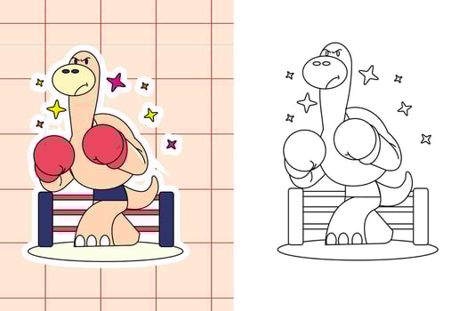 dinosaur colouring page and sticker for toddler vector