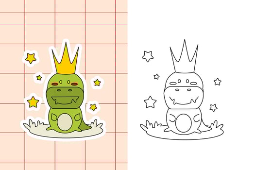 dinosaur colouring page and sticker for toddler vector