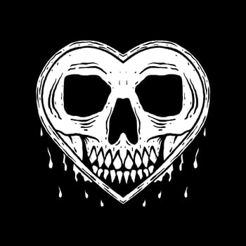 Skull love art Illustration hand drawn black and white vector for tattoo, sticker, poster etc