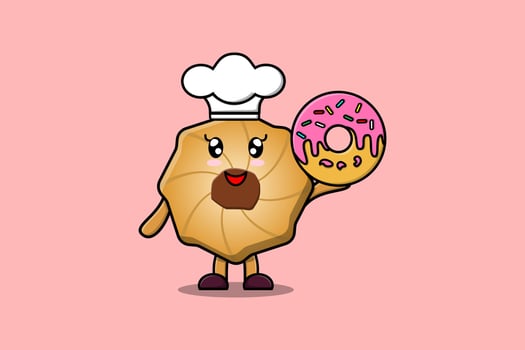 Cute cartoon Cookies chef character donuts vector
