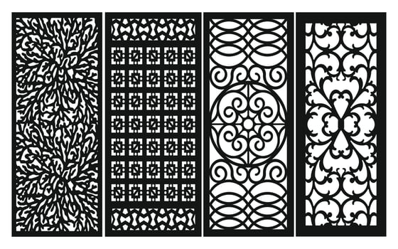 Decorative floral patterns, geometric template for cnc laser cutting vector