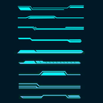 vector set of futuristic technology interface elements frame