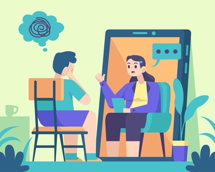 Mental Health Online Counseling Concept vector