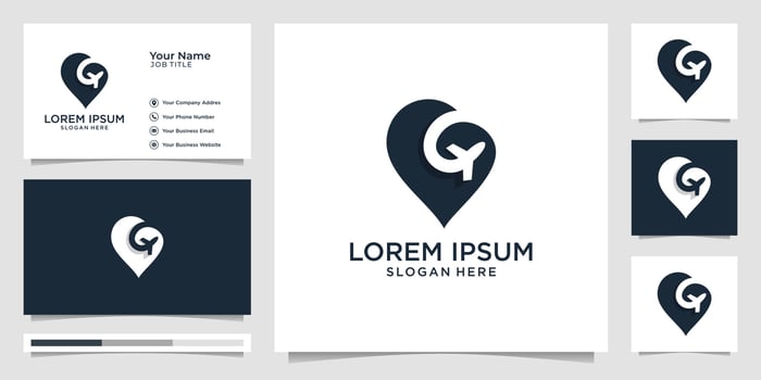 Creative love travel location with heart and map marker. template and business card.Premium Vector