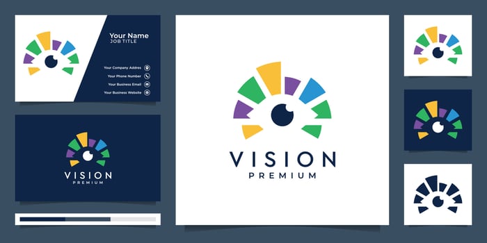 Eye vision Premium vector template. logo and business card. Premium Vector