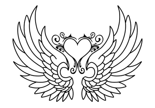 Free vector angel wings line art and outline