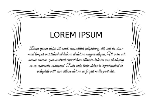 Decorative vintage horizontal frame with the place for your text in center. Vintage ornament greeting card template. Vector illustration.