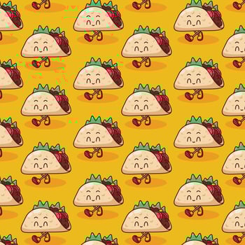 cute taco pattern illustration in flat design vector