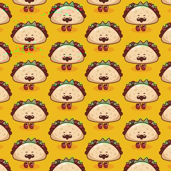 cute taco pattern illustration in flat design vector