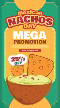Latinamerican mexican food promotion nachos socialmedia story template vector