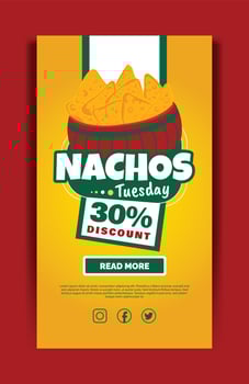 Latinamerican food mexican food nachos tuesday story template vector