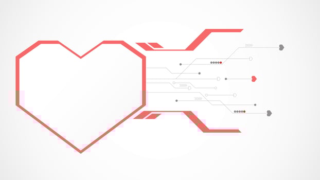 white red heart technology valentine background abstract. technology with line ,digital, heart, dot, hi-tech, valentine concept , vector. heart technological for valentine day, background, web banner. vector
