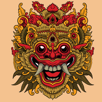 Barong. Traditional ritual Balinese mask. vector