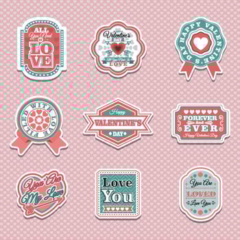 Valentine's Themed Labels Set vector