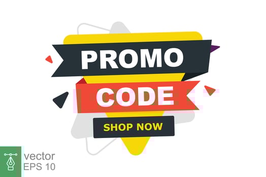 Promo code, coupon code. Discount vouchers, online shop, redeem, sale concept. Simple flat style. Vector design illustration on white background. EPS 10.