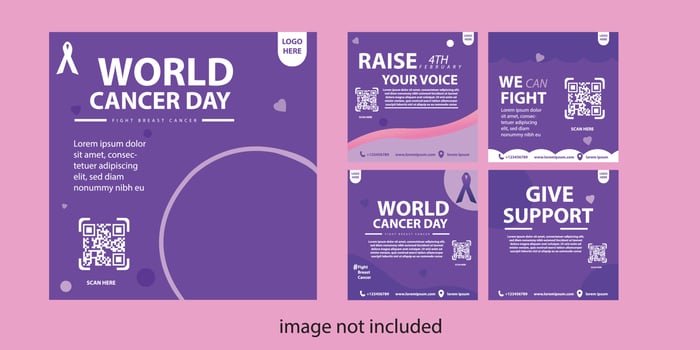 social media post template world cancer day to commemorate world cancer day on february 4th with vector eps 10 format