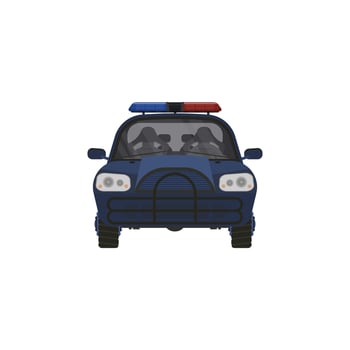 Empty police car illustration, high performance cop auto, urban police cruiser patrols, security emergency automobile icon with flashing lights, modern poster concept, sticker isolated on white vector