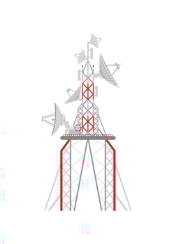 Radio tower icon in cartoon style on a white background. Vector illustration