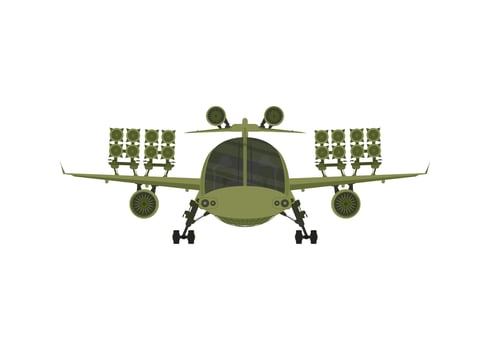 Fighter, military aircraft with missiles on board. Illustration isolated on white background. illustration vector