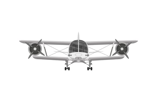 Biplane. Retro airplane illustration. Vintage plane front view. Isolated illustration. Plane icon. vector
