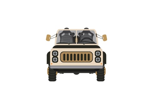 Hunter car illustration in flat style. Vehicle for travel and recreation isolated on white background. vector
