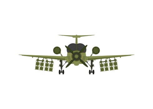 Fighter, military aircraft with missiles on board. Illustration isolated on white background. vector