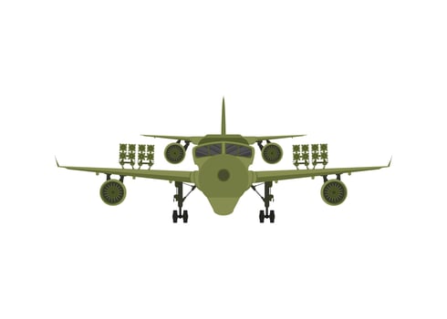 Fighter, military aircraft with missiles on board. illustration vector