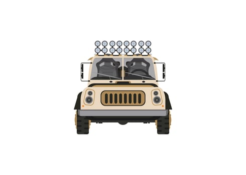 Hunter car illustration in flat style. Vehicle for travel and recreation isolated on white background. vector
