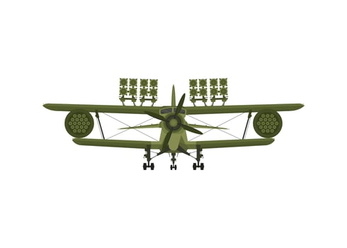 Fighter, military aircraft with missiles on board. Illustration isolated on white background. vector