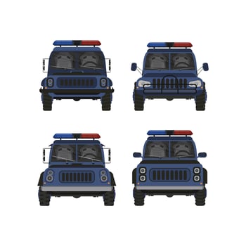 Set Empty police car illustration, high performance cop auto. illustration vector