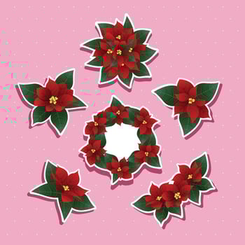 Poinsettias Sticker Pack vector