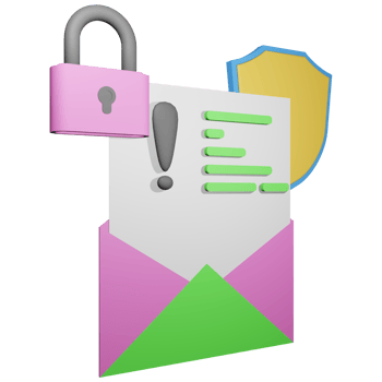 3d illustration of security level for electronic mail, locked padlock for envelope png