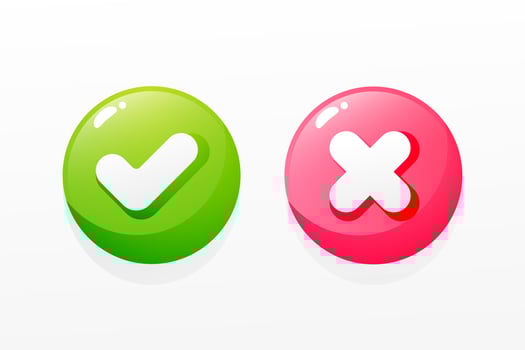 Cross and check mark symbol icon vector illustration