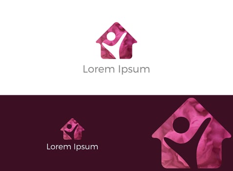Charity and care home logo design. People in home vector icon.